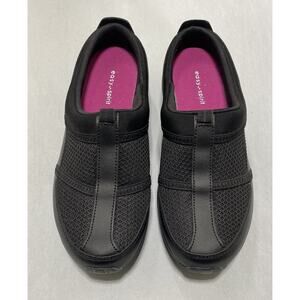 Easy Spirit Womens Black Argyle Mesh Walking Clogs Mules Comfort Shoes Size 8.5M